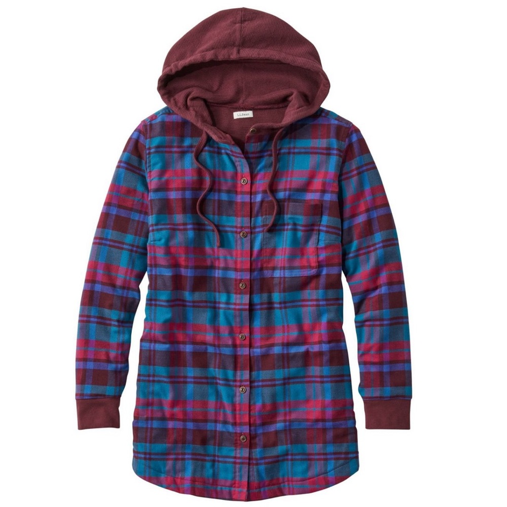 Women's L.L. Bean BeanFlex All-Season Flannel Shirt, Lined Hoodie